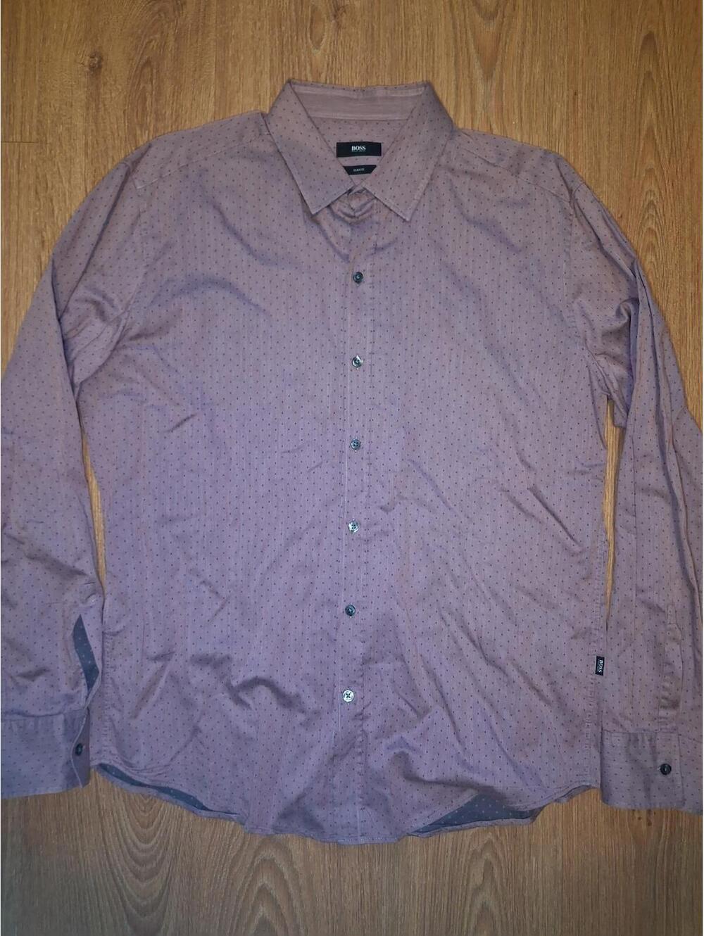 Hugo Boss Dress Shirt Mens XL Red 100% Cotton Slim Fit